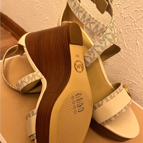 Michael Kors Beige Carmen Wedge Sandals - Picture 4 of 5